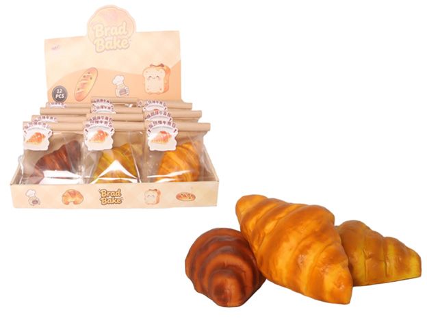 SQUISHY Croissant PU Slow Rise (Ricrescita Lenta) 15x9x3.5cm In Window bag- 12ass – In espo da 12pz…x12…x96